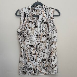 Calvin Klein Tan and Brown Floral Blouse